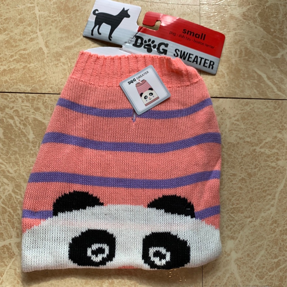 D&G Dog Sweater Small Pink Purple Striped Panda Pug Shih Tzu Cute Striped